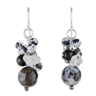 Alternate image for Quartz and Onyx Dangle Earrings from Thailand Lovely Blend in Black