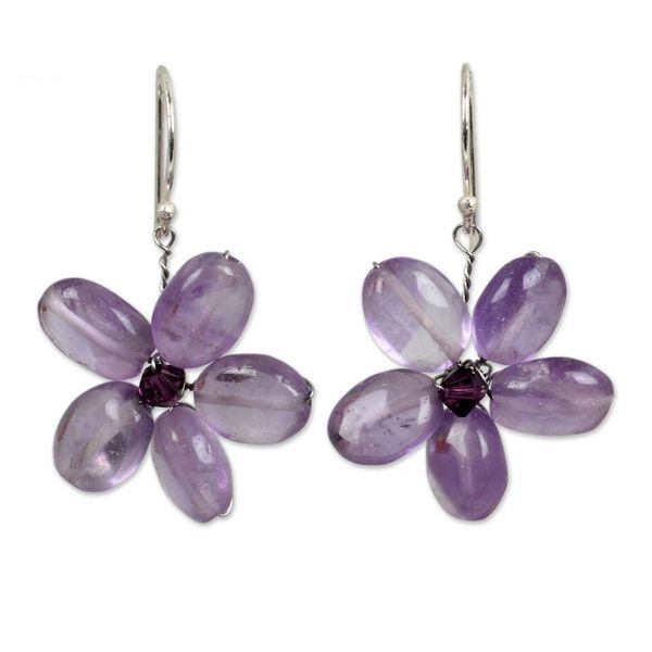 Alternate image for Amethyst Flower Earrings Mystic Daisy