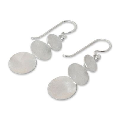 Alternate image for Hand Made Modern Sterling Silver Dangle Earrings Lunar Fanfare