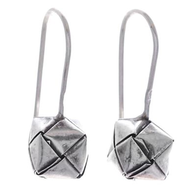 Alternate image for Polished Geometric Silver Drop Earrings Crafted in Thailand Future Me