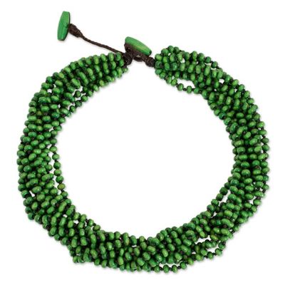 Alternate image for Fair Trade Artisan Crafted Wood Torsade Necklace Khao Luang Belle