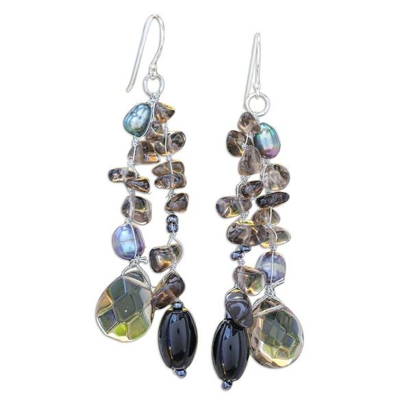 Alternate image for Cultured Pearl and Sterling Silver Dangle Earrings Nocturnal Symphony