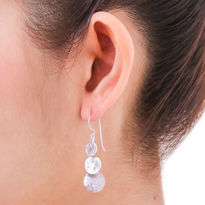Alternate image for Hand Made Modern Sterling Silver Dangle Earrings Lunar Fanfare