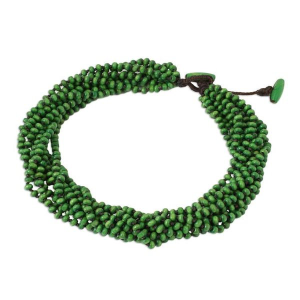 Alternate image for Fair Trade Artisan Crafted Wood Torsade Necklace Khao Luang Belle