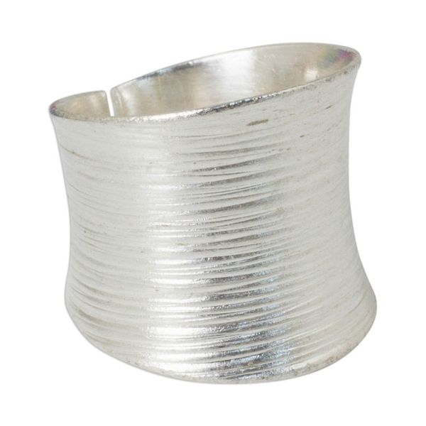 Alternate image for Artisan Crafted Modern Sterling Silver Band Ring Whispering Snow