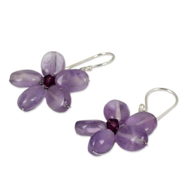 Alternate image for Amethyst Flower Earrings Mystic Daisy