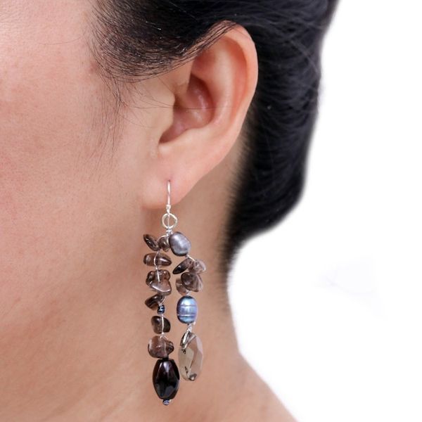 Alternate image for Cultured Pearl and Sterling Silver Dangle Earrings Nocturnal Symphony