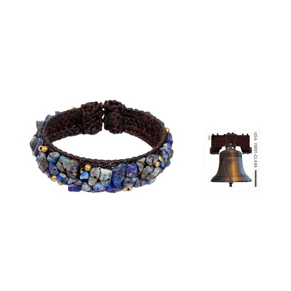 Alternate image for Fair Trade Lapis Lazuli Cuff Bracelet Ocean Day