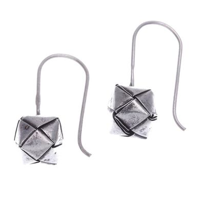 Alternate image for Polished Geometric Silver Drop Earrings Crafted in Thailand Future Me