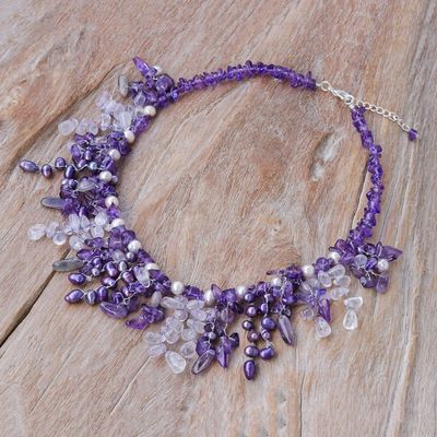 Alternate image for Thai Cultured Pearl and Amethyst Waterfall Necklace Lavender Ocean