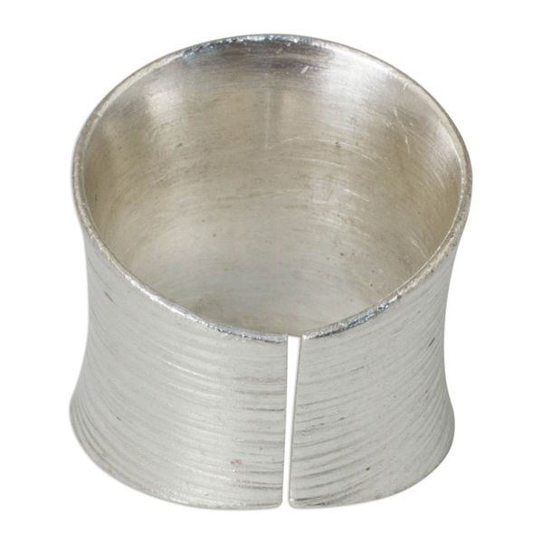 Alternate image for Artisan Crafted Modern Sterling Silver Band Ring Whispering Snow