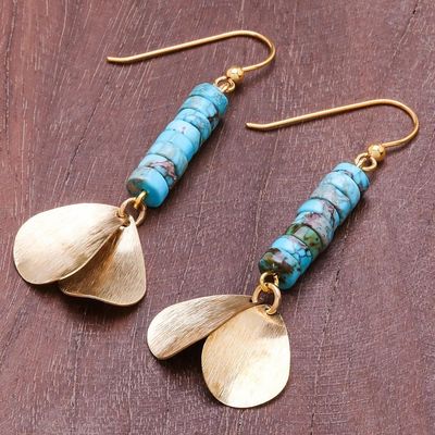 Alternate image for Brass and Reconstituted Turquoise Dangle Earrings Sea Gold