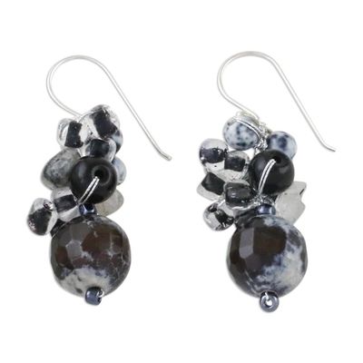 Alternate image for Quartz and Onyx Dangle Earrings from Thailand Lovely Blend in Black