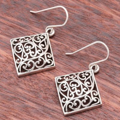 Alternate image for Vine Pattern Sterling Silver Dangle Earrings from Thailand Vintage Vines