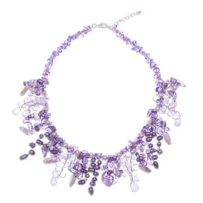 Alternate image for Thai Cultured Pearl and Amethyst Waterfall Necklace Lavender Ocean