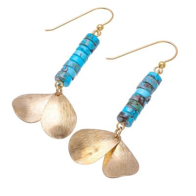 Alternate image for Brass and Reconstituted Turquoise Dangle Earrings Sea Gold