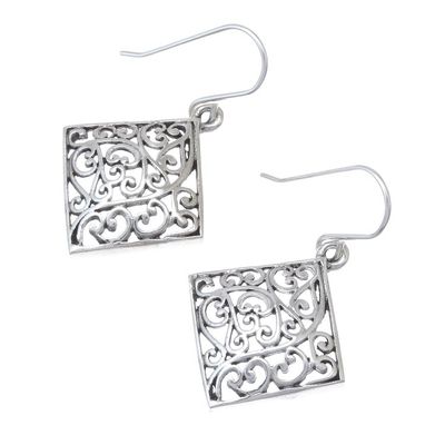 Alternate image for Vine Pattern Sterling Silver Dangle Earrings from Thailand Vintage Vines