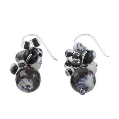Alternate image for Quartz and Onyx Dangle Earrings from Thailand Lovely Blend in Black