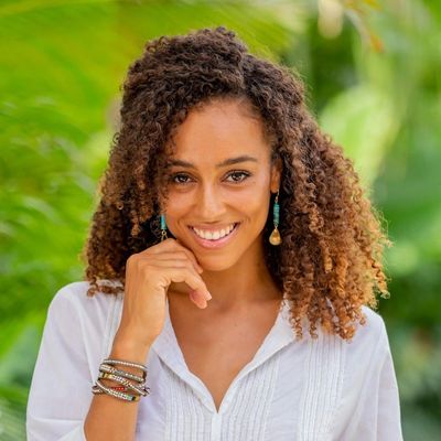 Alternate image for Brass and Reconstituted Turquoise Dangle Earrings Sea Gold