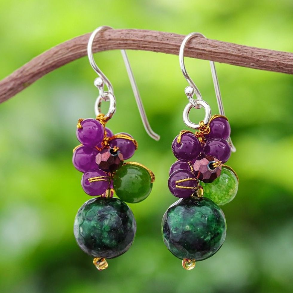 Quartz Beaded Earrings with Sterling Silver Hooks 'Luscious Fruit'