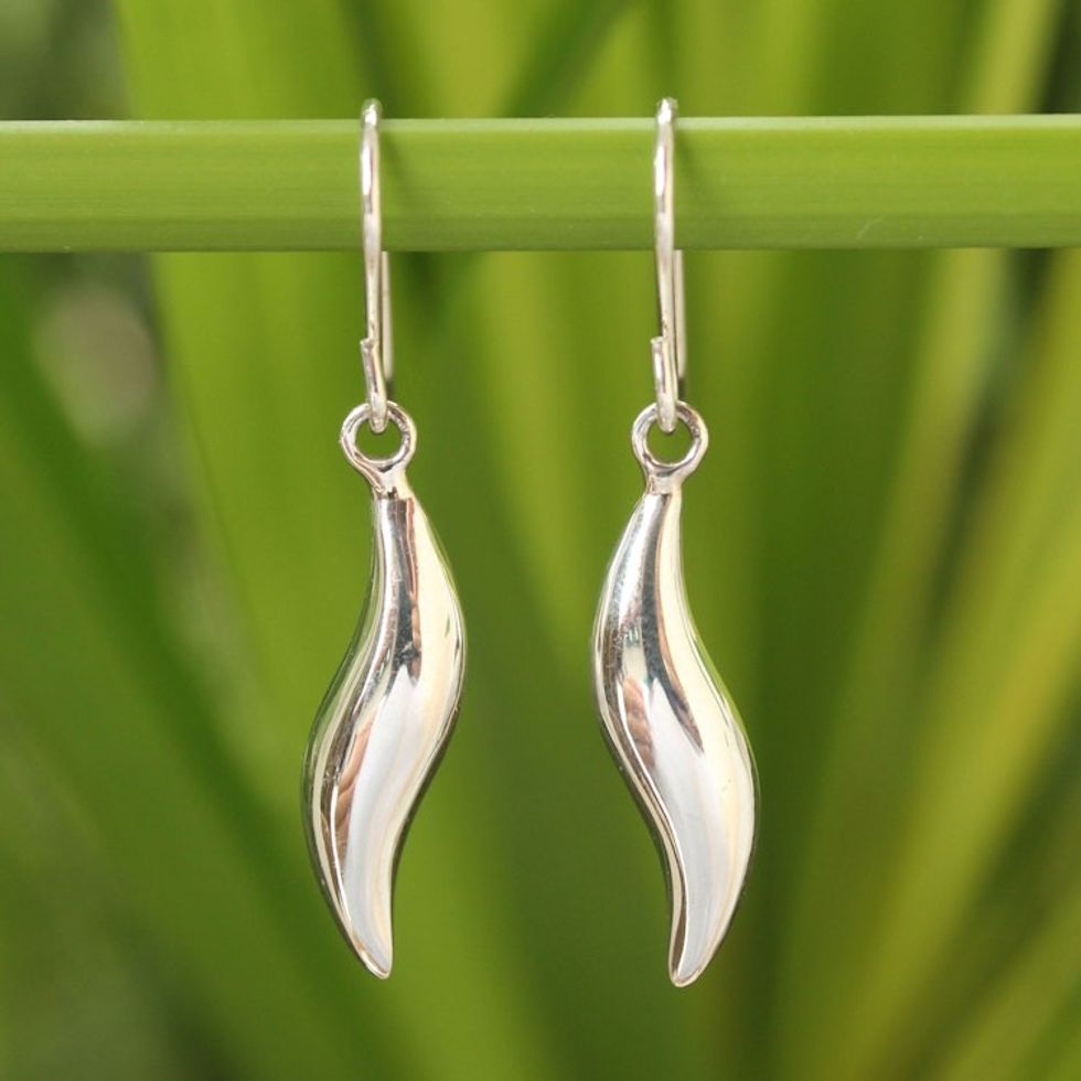 Modern Sterling Silver Dangle Earrings 'Sea Current'