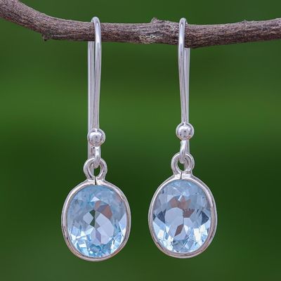 Alternate image for Sterling Silver and Blue Topaz Dangle Style Earrings Autumn Sky