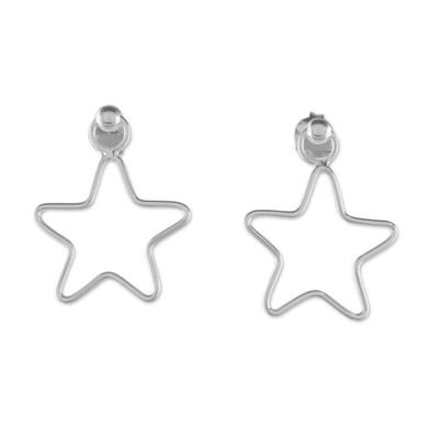 Alternate image for 925 Sterling Silver Star Shaped Frame Earrings Majestic Stars