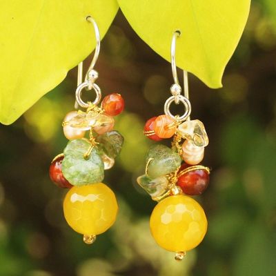 Alternate image for Hand Crafted Pearl and Quartz Beaded Earrings Sunshine Love