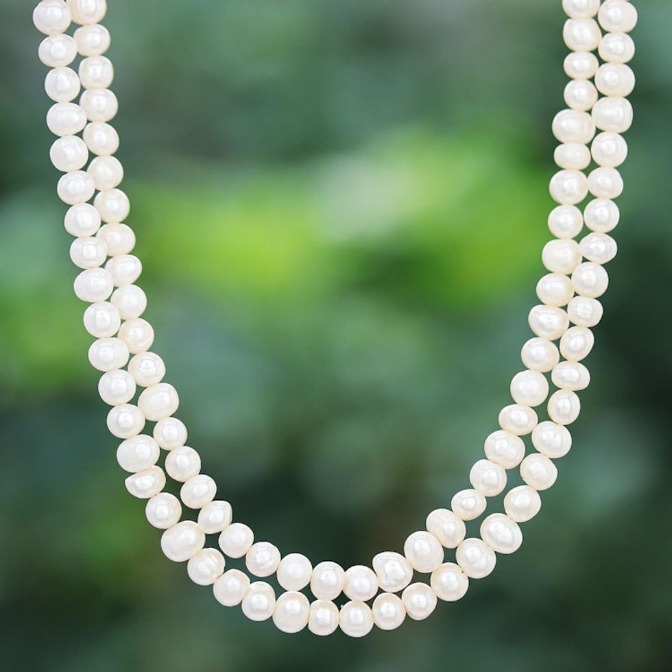 Pearl Strand Necklace 'Snowflake Halo'