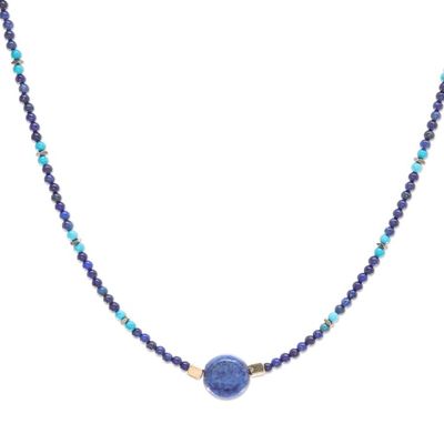 Alternate image for Lapis Lazuli Howlite Beaded Pendant Necklace Star of Midnight