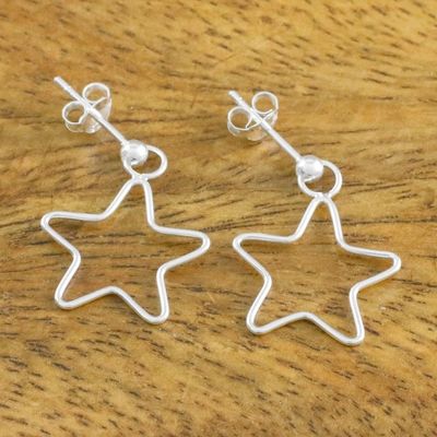 Alternate image for 925 Sterling Silver Star Shaped Frame Earrings Majestic Stars
