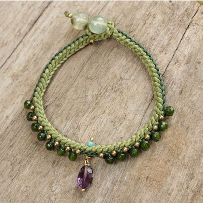 Alternate image for Braided Cord Bracelet with Quartz, Amethyst, and Prehnite Mae Sa Jungle