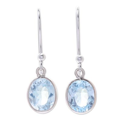 Alternate image for Sterling Silver and Blue Topaz Dangle Style Earrings Autumn Sky