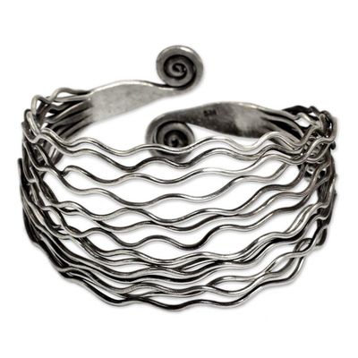 Alternate image for Modern Sterling Cuff from Thailand Ocean Currents