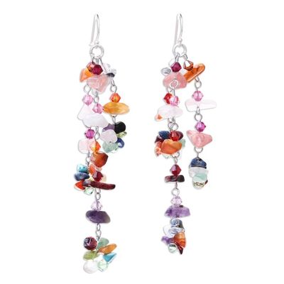 Alternate image for Hand Made Multigem Earrings Rainbow Rain
