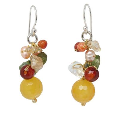 Alternate image for Hand Crafted Pearl and Quartz Beaded Earrings Sunshine Love