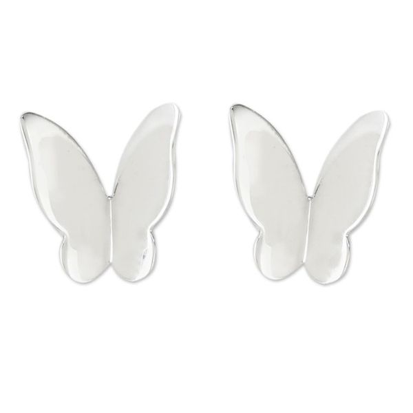 Alternate image for Handmade Sterling Silver Butterfly Earrings from Thailand Silver Thoughts