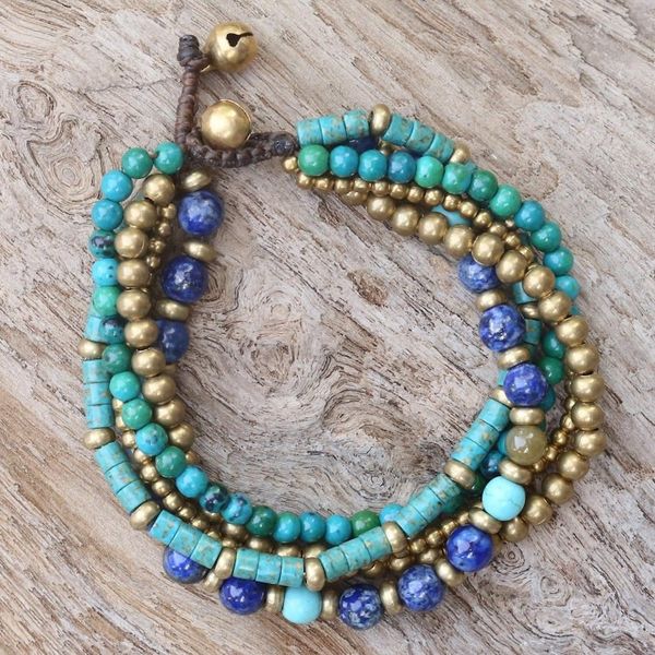 Alternate image for Multi Gemstone Beaded Bracelet from Thailand Freedom of Expression in Blue