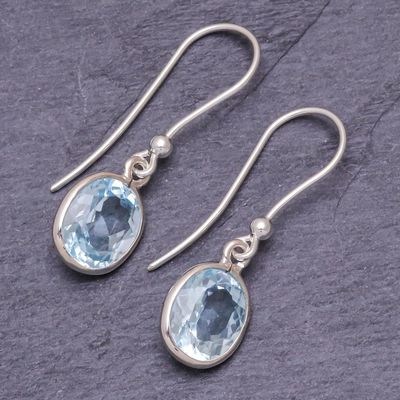 Alternate image for Sterling Silver and Blue Topaz Dangle Style Earrings Autumn Sky