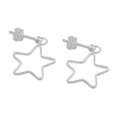 Alternate image for 925 Sterling Silver Star Shaped Frame Earrings Majestic Stars