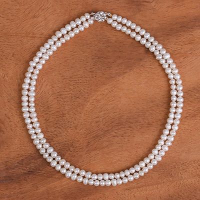 Alternate image for Pearl Strand Necklace Snowflake Halo
