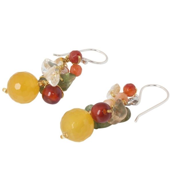 Alternate image for Hand Crafted Pearl and Quartz Beaded Earrings Sunshine Love