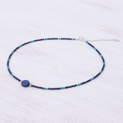 Alternate image for Lapis Lazuli Howlite Beaded Pendant Necklace Star of Midnight