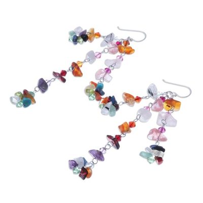 Alternate image for Hand Made Multigem Earrings Rainbow Rain