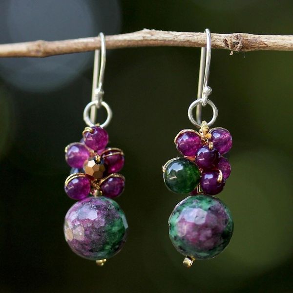 Alternate image for Quartz Beaded Earrings with Sterling Silver Hooks Luscious Fruit