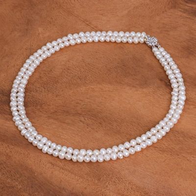 Alternate image for Pearl Strand Necklace Snowflake Halo