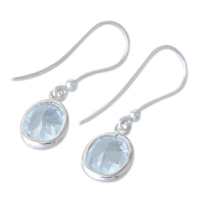 Alternate image for Sterling Silver and Blue Topaz Dangle Style Earrings Autumn Sky