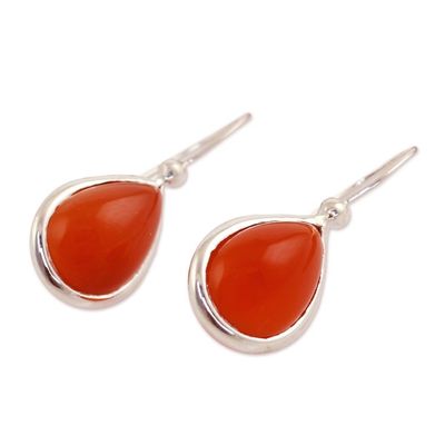 Alternate image for Natural Carnelian and Sterling Silver 925 Dangle Earrings Autumn Rain