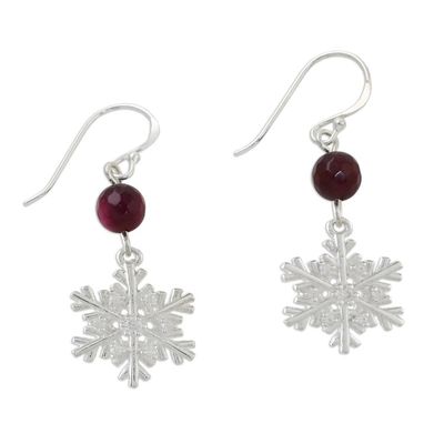 Alternate image for Sterling Silver Snowflake Earrings with Chalcedony Winter Wonderland