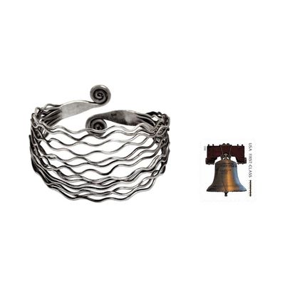 Alternate image for Modern Sterling Cuff from Thailand Ocean Currents